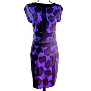 Diane Von Furstenberg Women's Black Purple 100% Silk Sleeveless Dress Sz 8